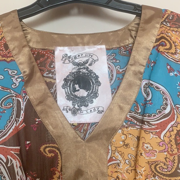 Y2K ANTHROPOLOGIE SUGAR LIPS SHEER PAISLEY BLOUSE TOP BLOUSE BELL SLEEVES BOHO - Picture 5 of 13